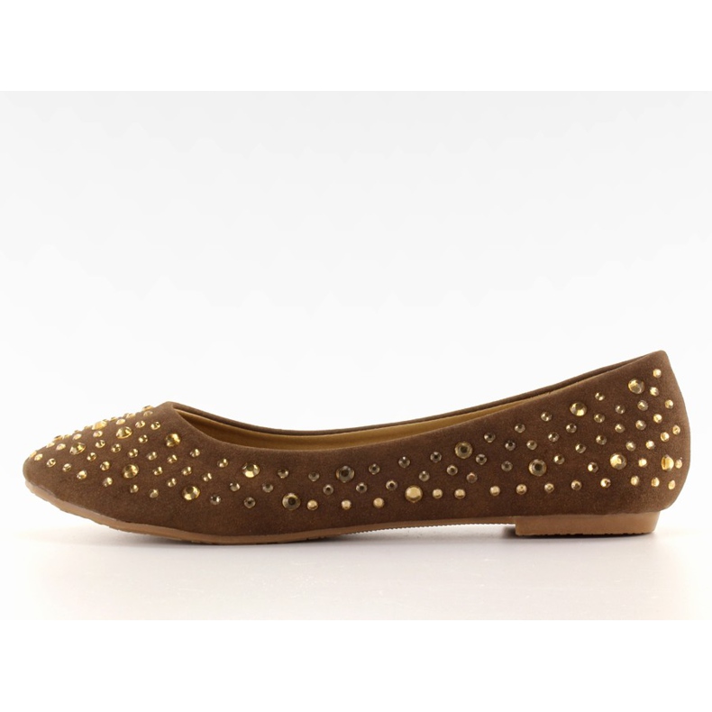 Ballerine con zirconi marrone A909