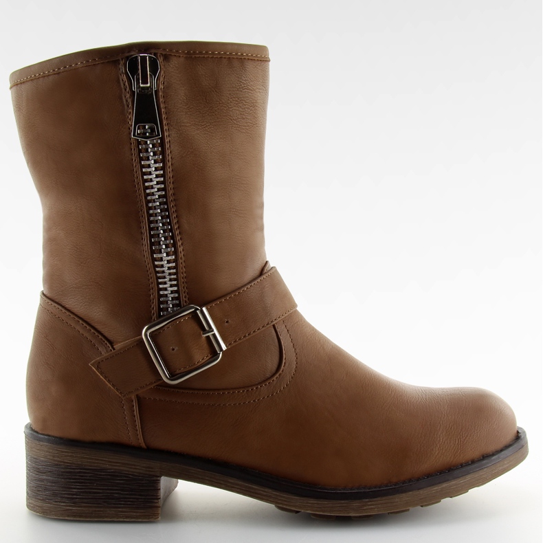 Stivali con una zip cammello 376-PA marrone
