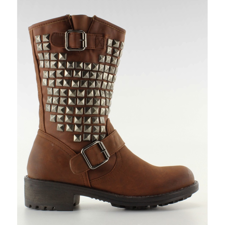 Stivali biker B025-2 cammello marrone multicolore