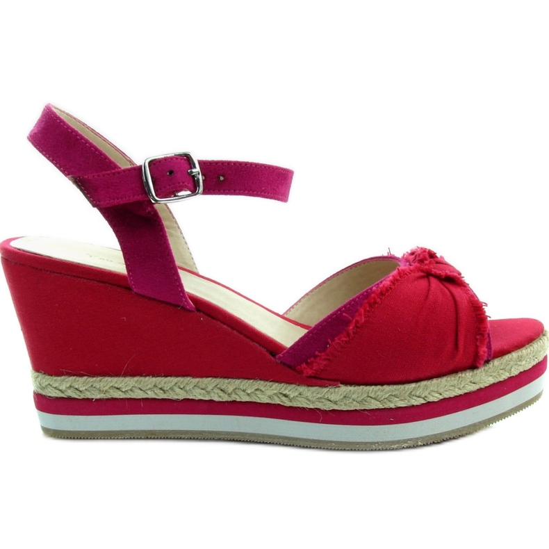 Sandali con zeppa 88039-5 rossi e rosa rosso