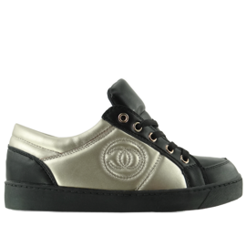 Sneakers Chanelki Y612 nere e oro multicolore nero