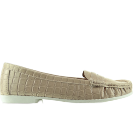 Mocassini da donna effetto pelle di serpente Beige