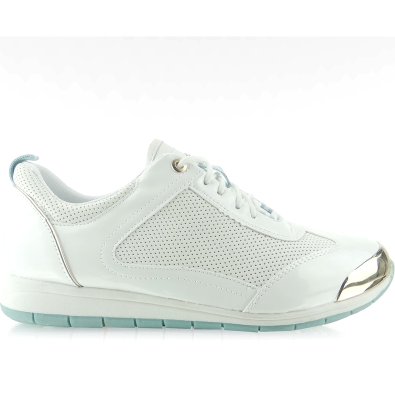 Scarpe sportive con un piatto bianco Y621 bianca giallo