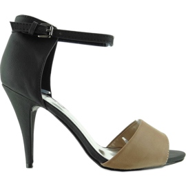 Eleganti décolleté con tacco alto color cachi marrone nero