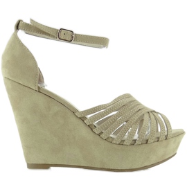 Décolleté con zeppa in suede F031 Beige