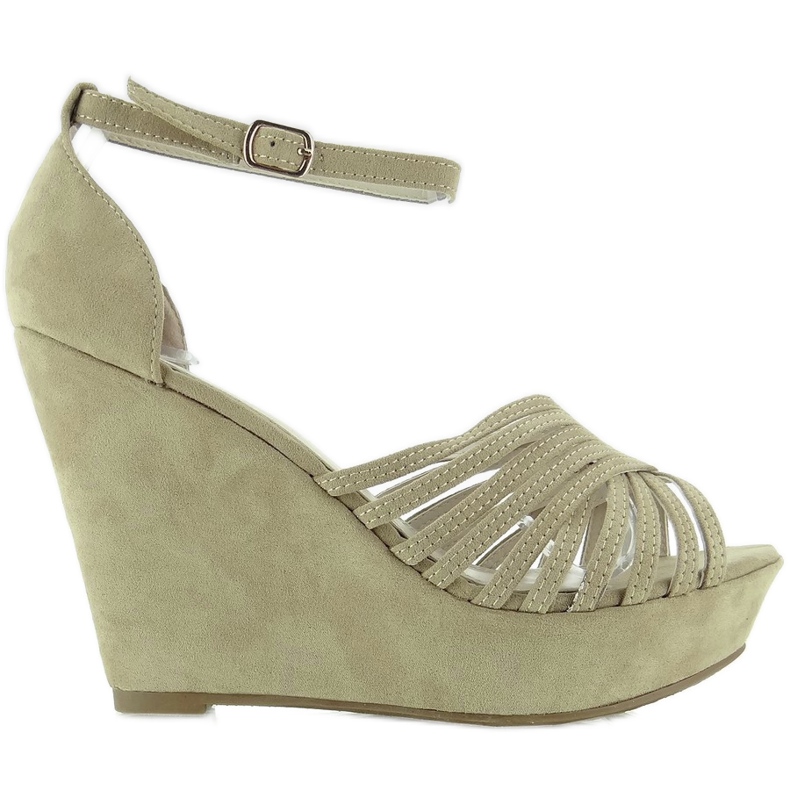 Décolleté con zeppa in suede F031 Beige