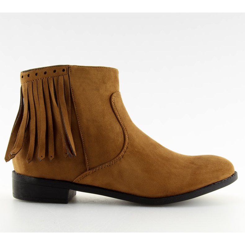 Stivali in pelle scamosciata con frange 8355 Cammello marrone