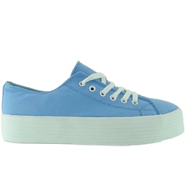 Sneakers con suola alta F215 Azzurro blu