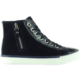 Sneakers alla caviglia in velluto blu navy