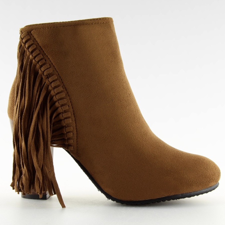 Fringe C138 Stivali cammello con frange marrone