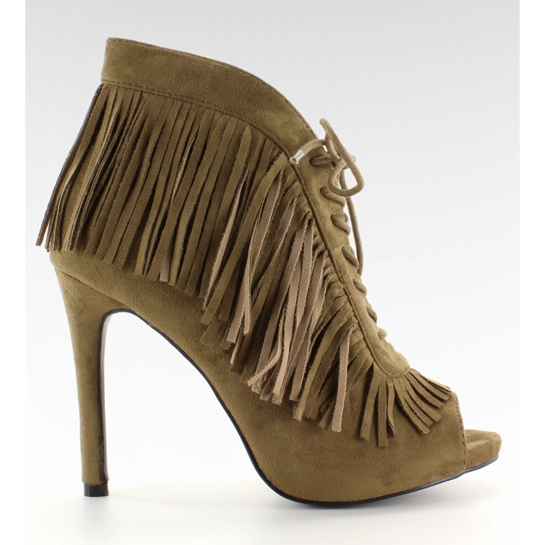 Stivali stringati aperti, stile boho 11015 Verde