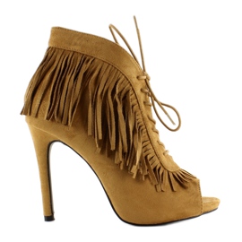 Stivali stringati aperti, stile boho 11015 Camel multicolore