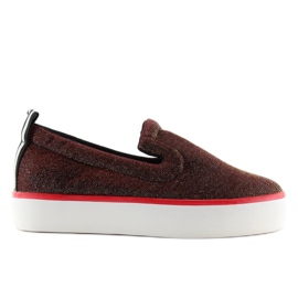 Slip-on iridescente con cinturino sul tallone W-3004 Rosso