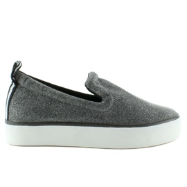 Slip-on iridescente con cinturino sul tallone grigio