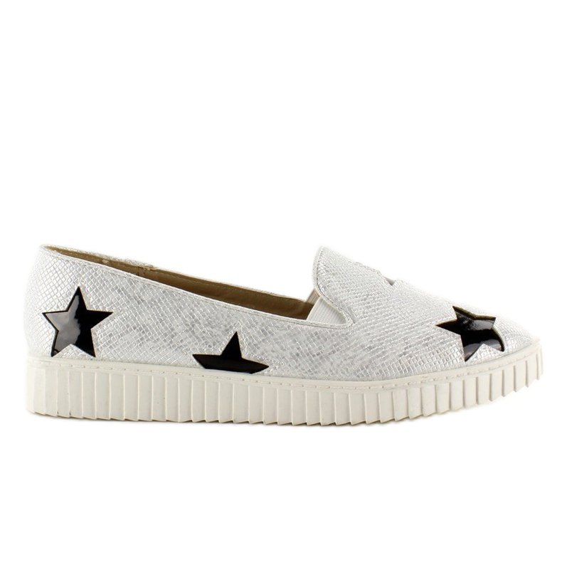Sneakers con stelle, suola alta FE454 Bała bianca nero grigio