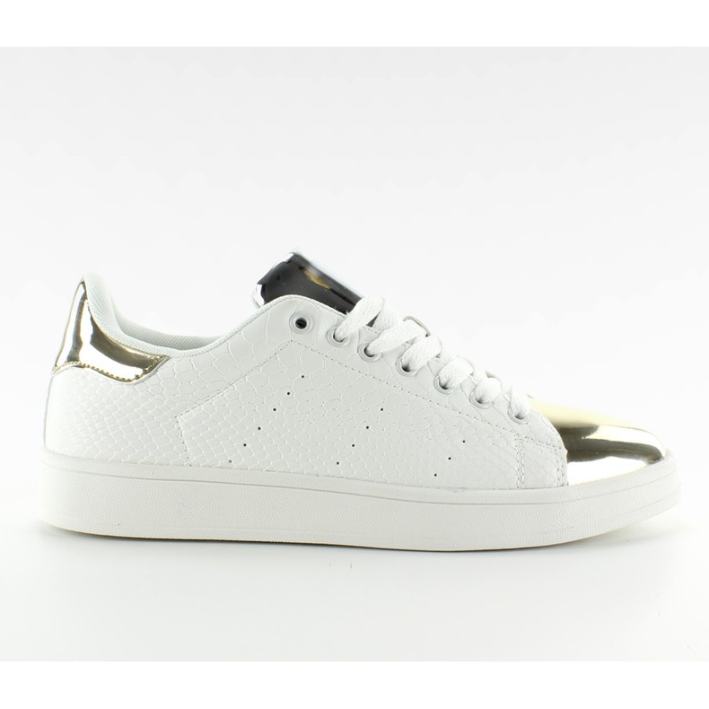 Scarpe sportive con punta a specchio Q56 Bianco / Oro giallo bianca