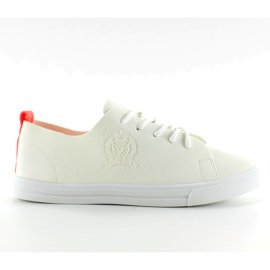 Sneakers con striscia neon D03 White arancia bianco