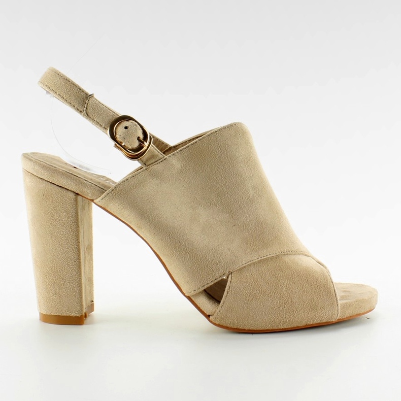 M227P Sandali beige con tacco largo Beige