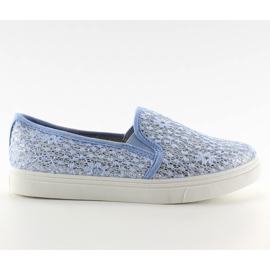Slip-on in pizzo pastelli XIN07P Azzurro blu