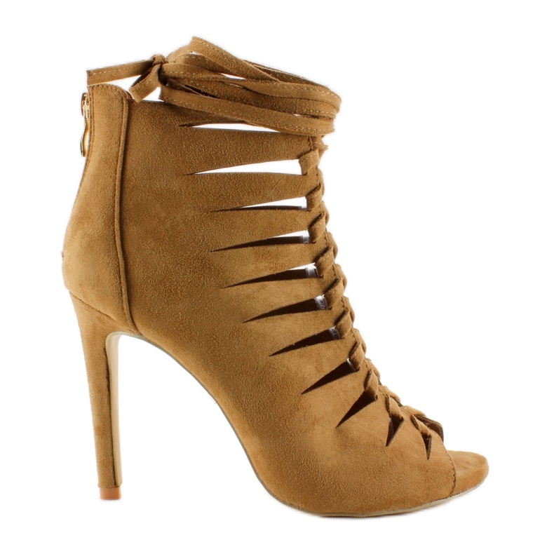 Stivali primaverili open toe suede 4018 Beige scuro marrone
