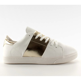 Sneakers con lati metallici G130 dorati bianco giallo