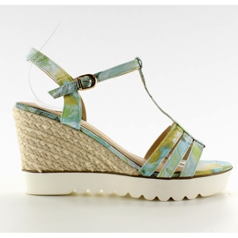 Sandali espadrillas con suola bianca Verde blu