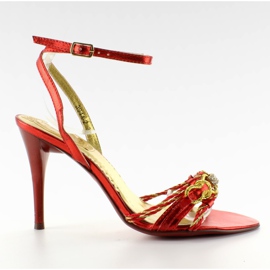 Sandali sottili con tacco alto 3944-2 Rouge rosso