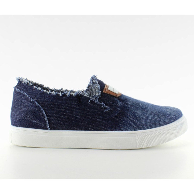 Slip-on in denim con patch blu NB22
