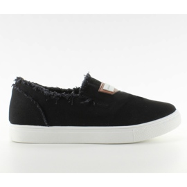 Slip-on in denim con patch NB22 Black nero