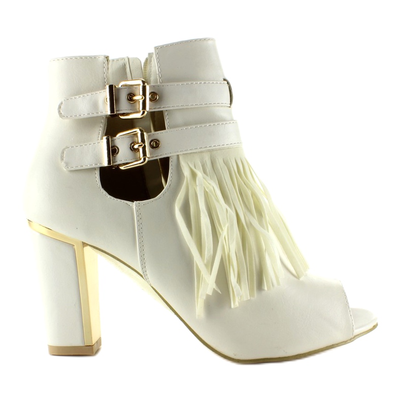 Stivali open toe con frange AL12 White bianca