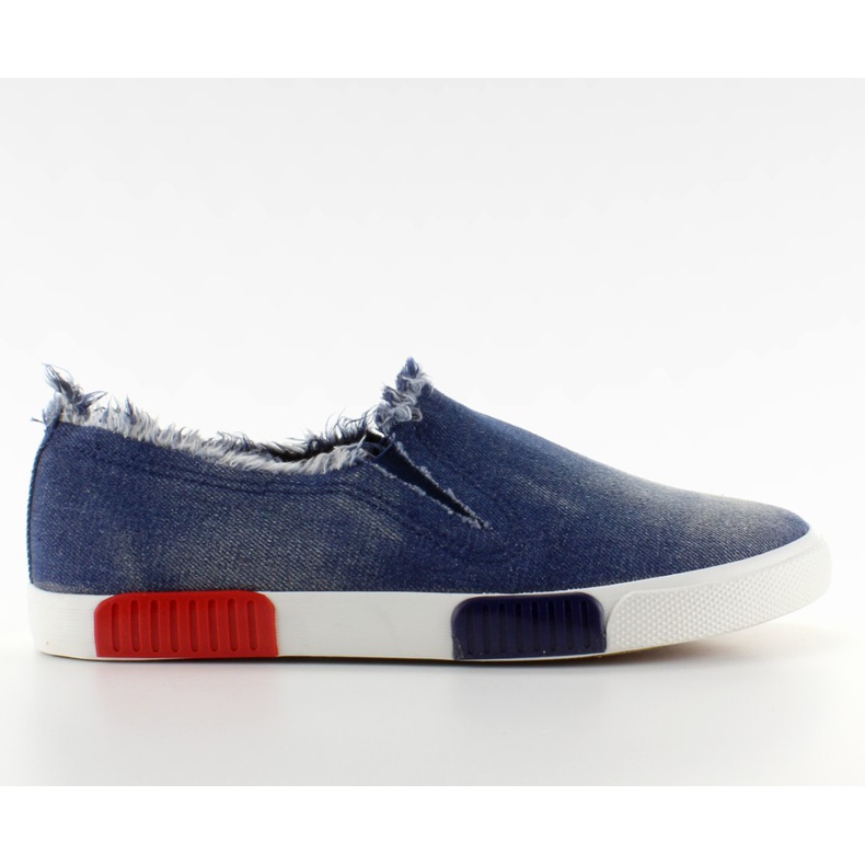 Sneakers in jeans suola colorata BL65 Navy blu