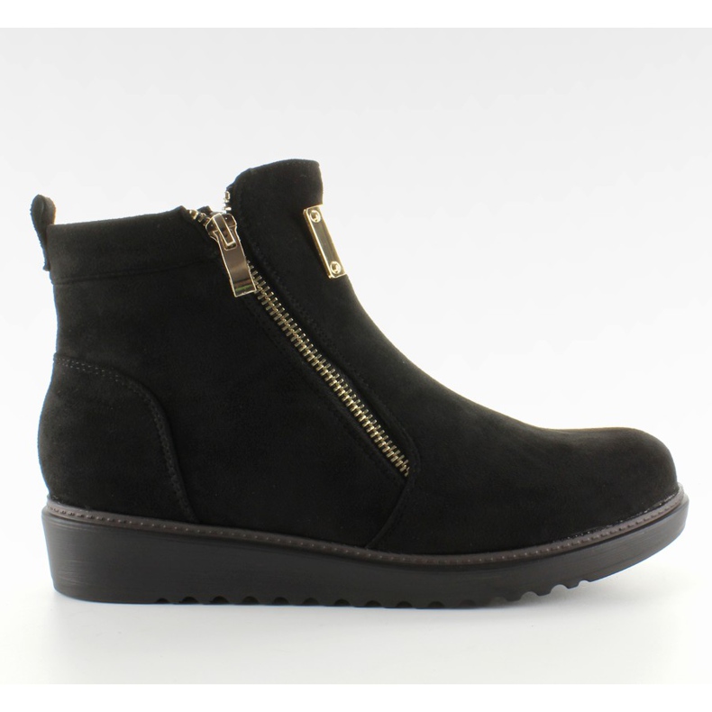 Stivaletti in pelle scamosciata con oro GG-32 Nero