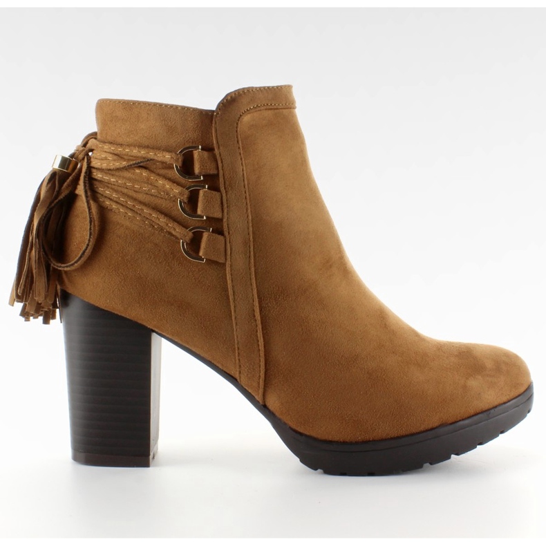 Stivaletti stringati decorativi cammello marrone