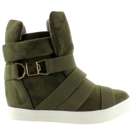 Sneakers con strisce in gomma F-215 Olive verde