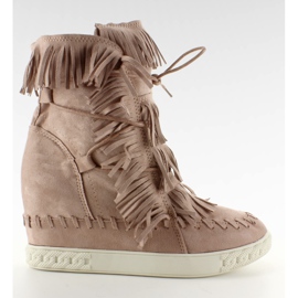 Sneakers in camoscio con frange BL-10 rosa