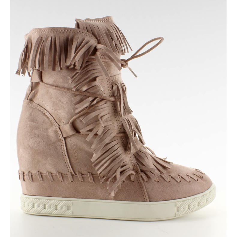 Sneakers in camoscio con frange BL-10 rosa