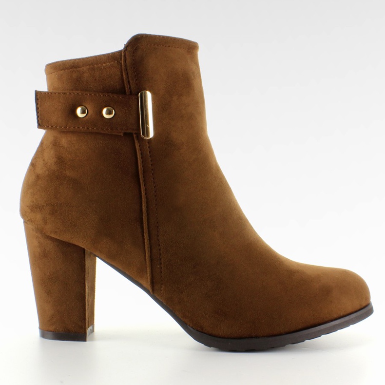 Stivali con fibbia in oro XD-08 Camel marrone