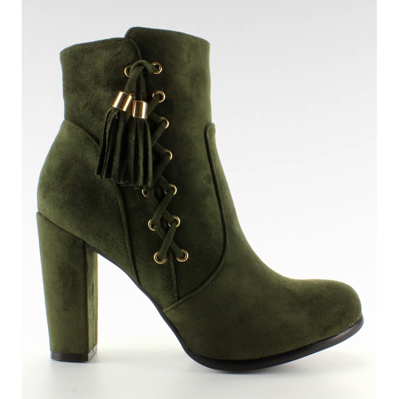 Stivali scamosciati pizzo decorativo verde