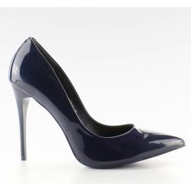 Tacchi alti verniciati lisci E396 Navy blu navy
