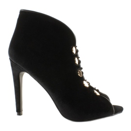 Décolleté open toe in velluto 1129 Nero