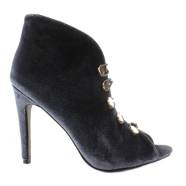 Décolleté open toe in velluto 1129 D. Grey grigio