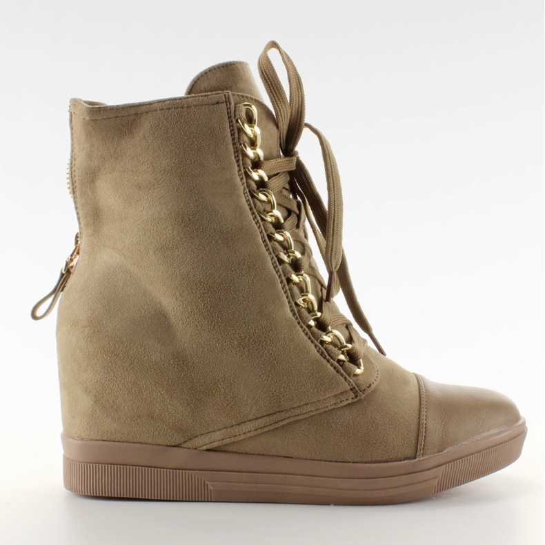 Sneakers in pelle scamosciata con catena Camel marrone