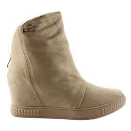 Sneakers in camoscio con zeppa nascosta 1133 Beige