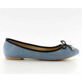 Ballerine di jeans con passamaneria MB-6380 Lt. blu