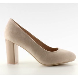 Décolleté in pelle scamosciata sul palo beige M265