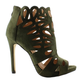 Sensuali stivali traforati su tacco alto M251 Green verde