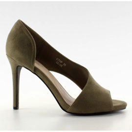 C70P Tacchi asimmetrici open toe color oliva verde