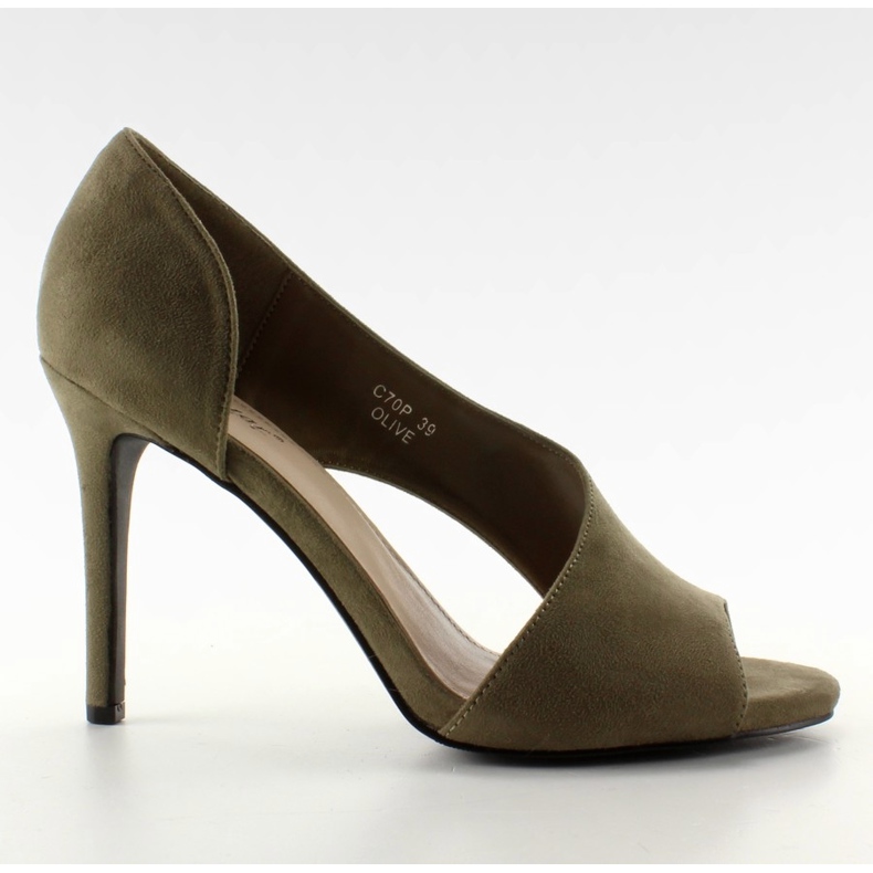 C70P Tacchi asimmetrici open toe color oliva verde