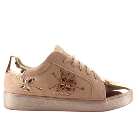 Sneakers da donna con cristalli T273P Champagne rosa