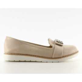 Mocassini beige in pelle scamosciata T245 color pastello